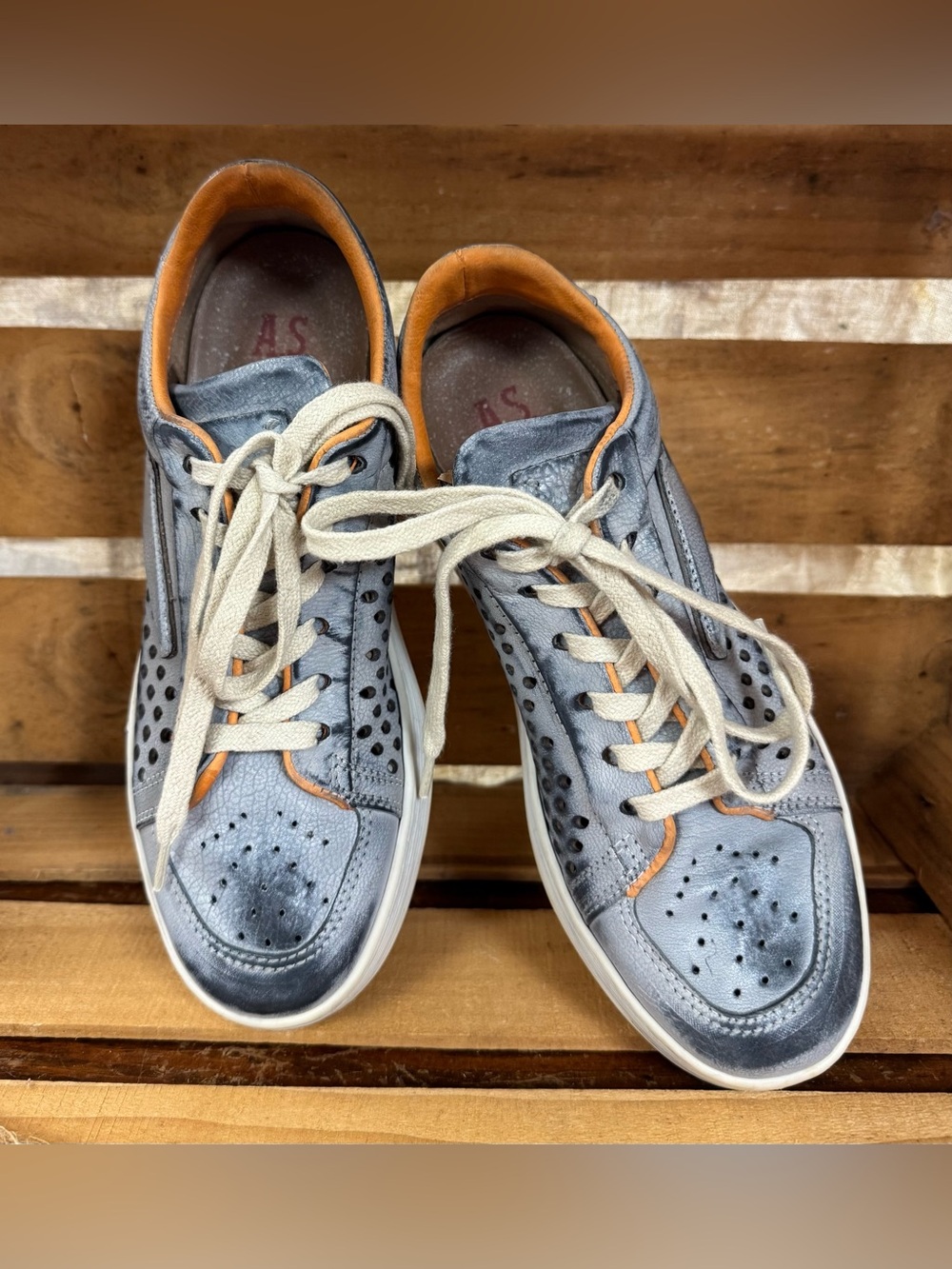 A.S. 98 Brand Blue Leather Sneakers - Size 37
